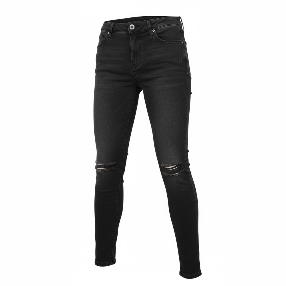 Tractr Blu Skinny Jeans Black Distressed Mid Rise Size 28